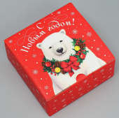 Коробка складная «Новогодний мишка», 15 × 15 × 7 см