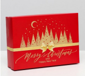 Подарочная коробка "Merry Christmas", красная, 21 х 15 х 5,7 см