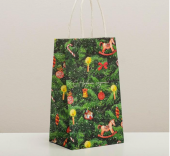 Пакет подарочный крафтовый «Новогодняя ёлочка», 12 × 21 × 9 см